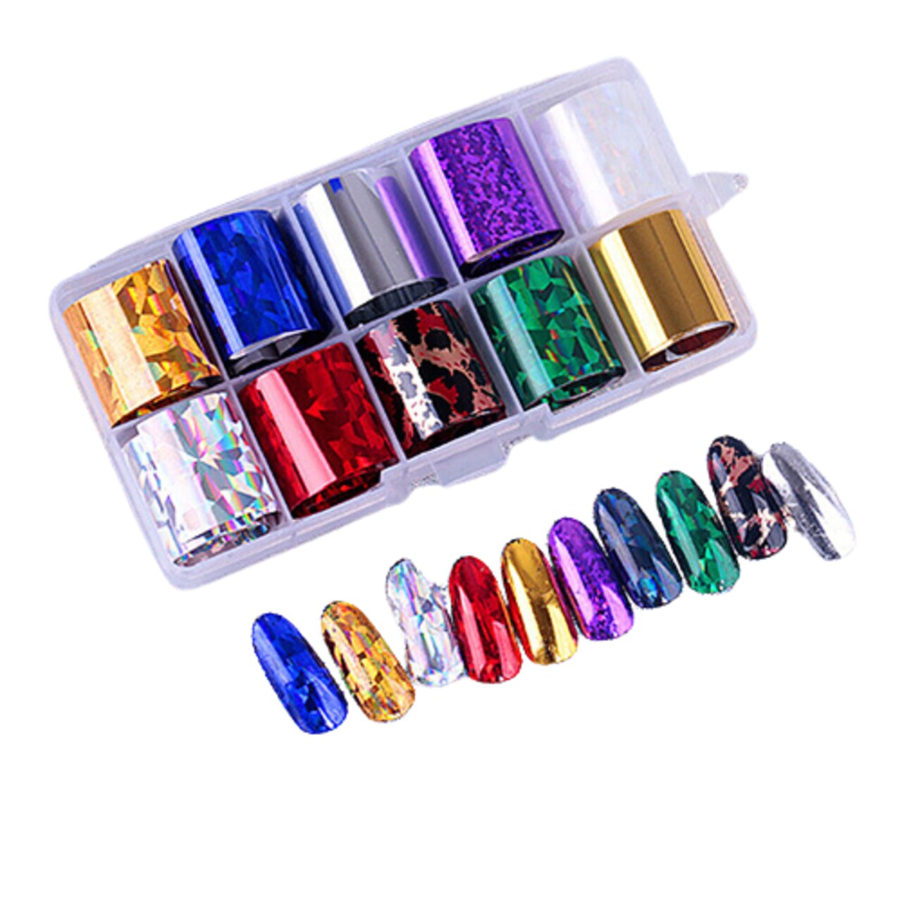 Kitcheniva Holographic Nail Foils DIY Art Transfer Stickers Set of 10